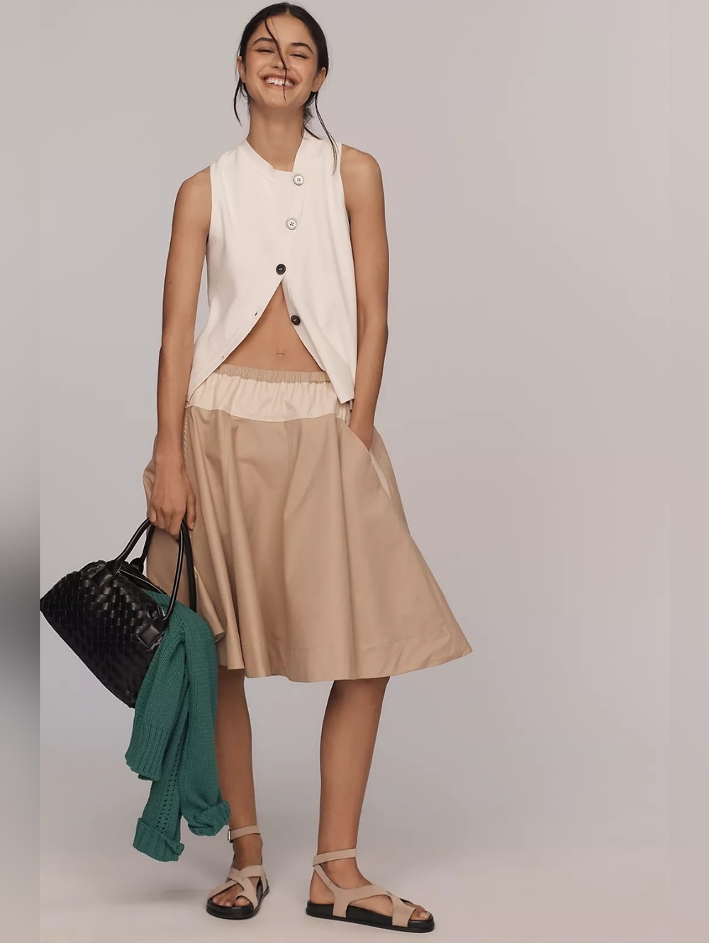 Anthropologie Maeve Safari‎ A-Line Knee-Length Circle Skirt